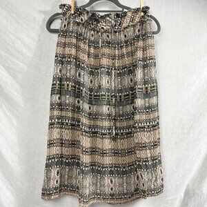 Gypsy 05 Silk Gypsy Midi Skirt Womens S/M Pockets Bohemian Neutral Southwestern